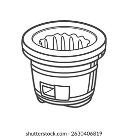 Charcoal brazier without net. Japanese traditional culture. Vector illustration.
