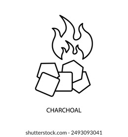 icono de línea de concepto de carbón. Ilustración de elemento simple. Diseño de símbolo de esquema de concepto de carbón.
