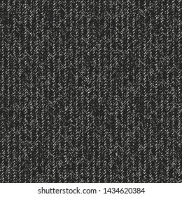 Charcoal Dashed Stroke Melange Textured Background. Seamless Pattern.