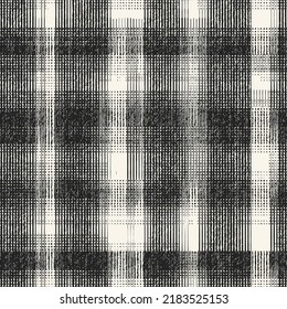 Charcoal Distressed Knit Textured Checked Pattern