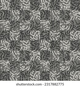 Charcoal Distressed Knit Textured Checked Pattern