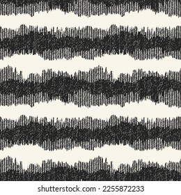 Charcoal Distressed Knit Textured Striped Pattern