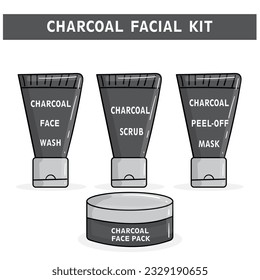 Charcoal Facial Kit Hand Drawn Illustration