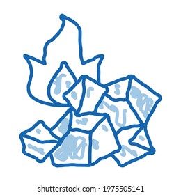 charcoal for fire sketch icon vector. Hand drawn blue doodle line art charcoal for fire sign. isolated symbol illustration
