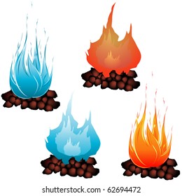 Charcoal fire vector isolated on white vector