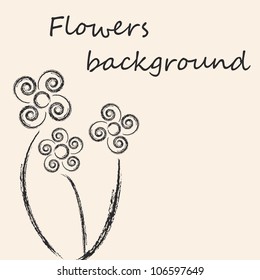 Charcoal flowers on clean background with text