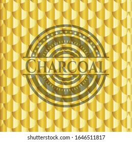 Charcoal golden badge. Scales pattern. Vector Illustration. Detailed.