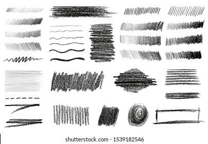 Charcoal and Graphite Pencil Art Brushes Vector Set.