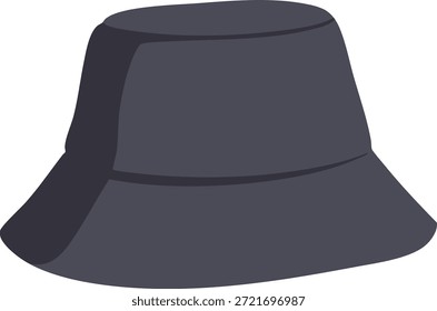 Un sombrero de cubo gris carbón con corona suave y ala hacia abajo creado como un gráfico limpio.