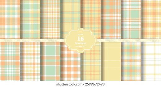 Charcoal Gray Seamless Tartan with Pastel Buttercream accents Textile Design