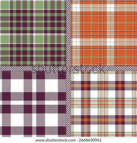 Charcoal Grey, Camel, White and Dark Khaki seamless pattern set of 4