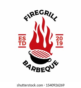 charcoal grill fire flame logo vector icon illustration