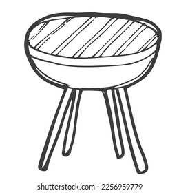 Charcoal grill hand drawn outline doodle icon. Kettle barbecue grill vector sketch illustration for print, web, mobile and infographics isolated on white background.