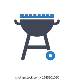 Charcoal Grill Icon in Blue Gray Color