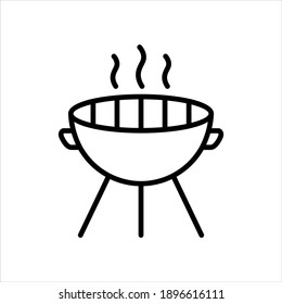 Charcoal Grill Icon On White Background