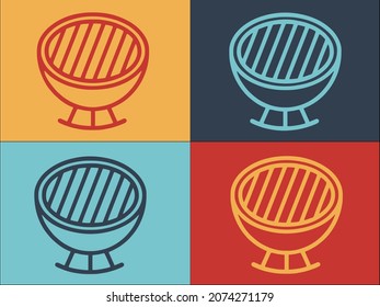 Charcoal Grill Logo Template, Simple Flat Icon of charcoal,barbecue,fire