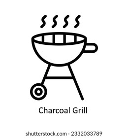 Vector de parrilla de carbón vegetal   ilustración de diseño de iconos de esquema. Símbolo de cocina y hogar sobre fondo blanco archivo EPS 10