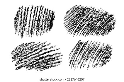 Charcoal grunge backgrounds set. Coal pencil abstract sketches. Charcoal pencil hatches and scribbles. Grungy backdrops collection.