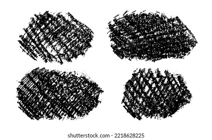 Charcoal grunge backgrounds set. Coal pencil abstract sketches. Charcoal pencil hatches and scribbles. Grungy backdrops collection.