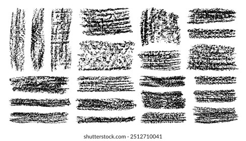 Charcoal grunge backgrounds set. Coal pencil abstract sketches. Black coal pencil hatches and scribbles. Grungy backdrops.