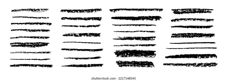 Charcoal grunge strokes and borders set. Coal pencil sketches. Grunge strokes, lines and curves collection. Charcoal pencil hatches and scribbles.