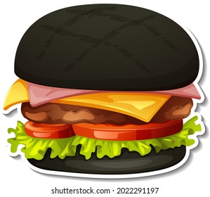 Charcoal hamburger sticker on white background illustration
