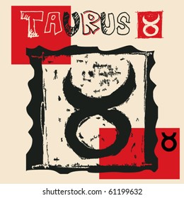 charcoal horoscope, hand drawn sign of the zodiac taurus