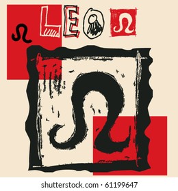 charcoal horoscope, hand drawn sign of the zodiac leo