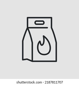 Charcoal icon. Simple charcoal paper bag with flame sign for social media, web and app design. Vector illustration
