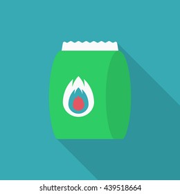 Charcoal icon, Vector flat long shadow design. EPS10