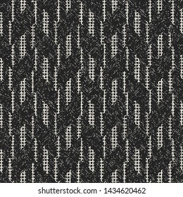 Charcoal Irregular Grid Melange Textured Background. Seamless Pattern.