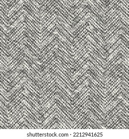 Charcoal Melange Knit Textured Herringbone Pattern