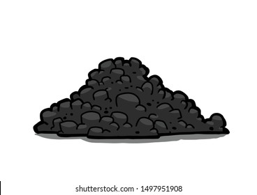 Charcoal on white background isolated. a handful, a heap of coal, coal powder. Vector illustration