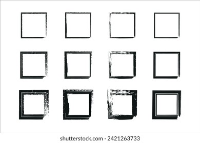 Rechteck-Rahmen mit Holzkohle, Rechteck- und Grunge-Rahmen, handgezeichnetes Doodle-Grunge-Quadrat, Marker-Kratzen-Schreib-Rahmen, Vektorgrafik von freehand gemalt Winkelnotiz.