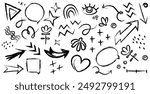 Charcoal pencil or crayons scribble doodles and decorative design elements black and white vector. Collection of hand drawn colorful charcoal doodle shapes .Hand drawn scribble abstract shapes