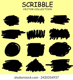 Charcoal pencil curly lines and squiggles. Scribble brush strokes vector set. Hand drawn marker scribbles. Black pencil sketches. Brush stroke lines, squiggles, daubs isolated.