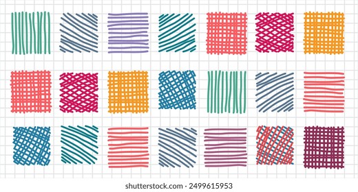 Charcoal pencil curly lines and squiggles. Scribble brush strokes vector set. Hand drawn marker scribbles. Black pencil sketches. Brush stroke lines, squiggles, daubs isolated.
