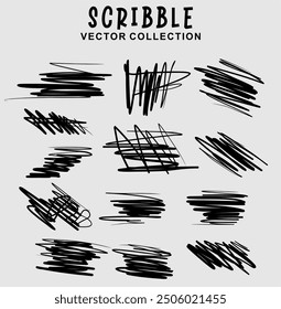 Charcoal pencil curly lines and squiggles. Scribble brush strokes vector set. Hand drawn marker scribbles. Black pencil sketches. Brush stroke lines, squiggles, daubs isolated.