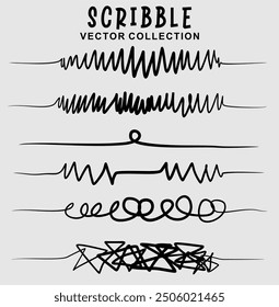 Charcoal pencil curly lines and squiggles. Scribble brush strokes vector set. Hand drawn marker scribbles. Black pencil sketches. Brush stroke lines, squiggles, daubs isolated.