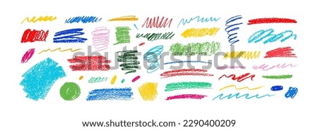 Charcoal pencil curly lines, squiggles and shapes. Grunge pen scribbles collection. Hand drawn vector pencil lines and doodles. Bright color charcoal or chalk drawing. Rough crayon strokes.