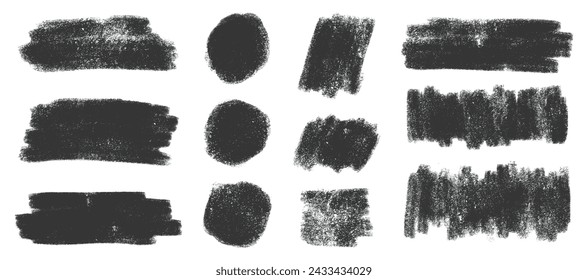 Charcoal pencil scratch scribbles vector isolated set