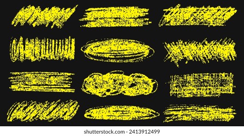 Charcoal pencil scribble stripes and bold paint shapes. Childrens crayon or marker doodle rouge handdrawn scratches. Vector illustration