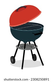 Rundgrill mit Holzkohle im Flachstil