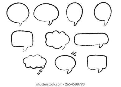 Charcoal sketch style speech bubbles set for comics