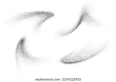 Charcoal splashes, black dotwork grain texture, abstract stipple sand effect, gradient from dots isolated on whitev background. Vector illustration.