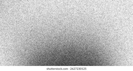 Espirros de carvão, textura de grão preto pontilhado, efeito de areia pontilhada abstrata, gradiente de pontos isolados sobre fundo branco. Ilustração vetorial.