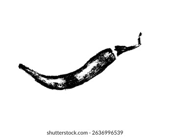 Charcoal style vector doodle chili pepper and jalapeno. Hand drawn symbol for food labels, cosmetic packaging, kitchen decor, and extended license design projects.