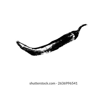 Charcoal style vector doodle chili pepper and jalapeno. Hand drawn symbol for food labels, cosmetic packaging, kitchen decor, and extended license design projects.