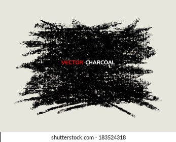 Charcoal texture banner. Vector design elements.