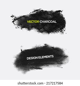 Charcoal texture grunge banners. Vector design elements.